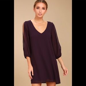 Lulus Purple Shifting Dears Plum Long Sleeve Dress